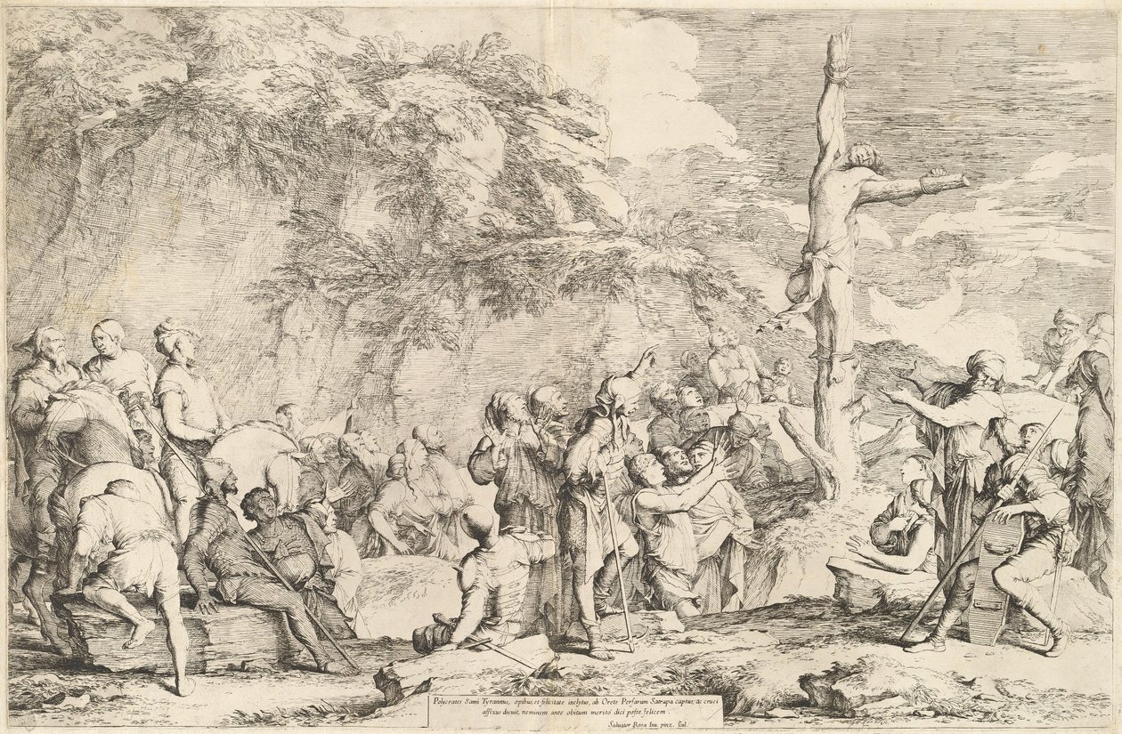 Korsfestelsen av Polykrates av Salvator Rosa