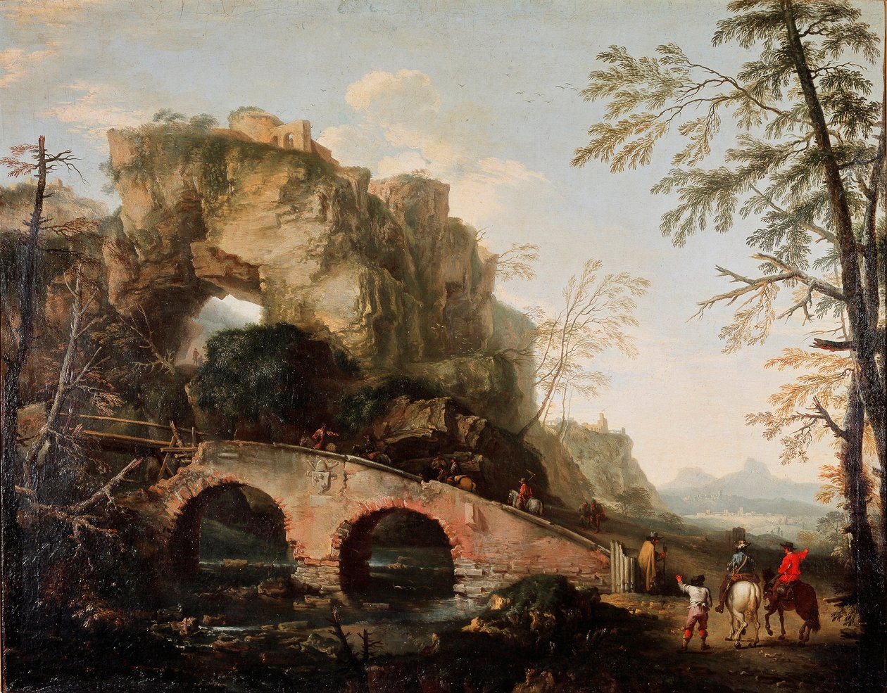 Broen bryter Maleri av Salvator (Salvatore) Rosa (1615-1673) 1640 ca. Dim. 106x127 cm Firenze, Palazzo Pitti, Galleria Palatina av Salvator Rosa