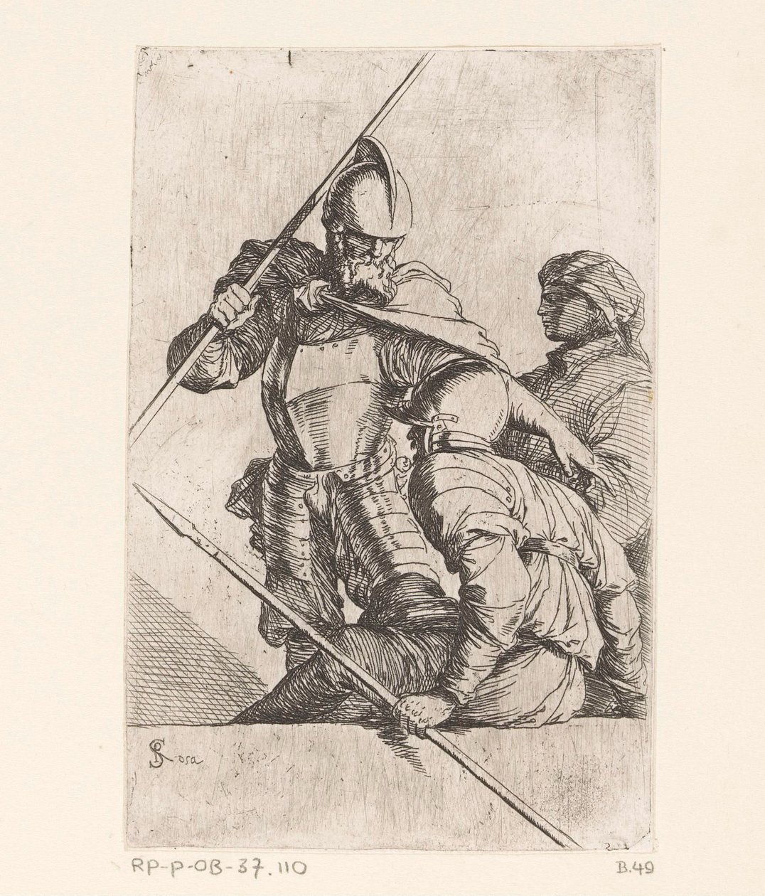 To soldater og en figur med turban Små figurer (serietittel) Figur (serietittel) av Salvator Rosa