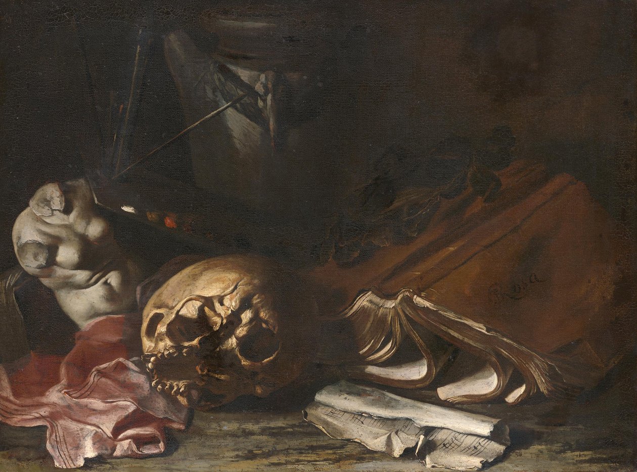 Vanitas-stilleben av Salvator Rosa