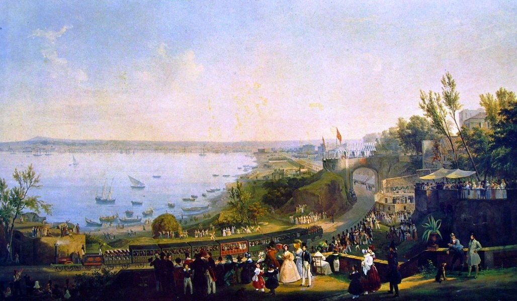 Innvielse av jernbanen Napoli-Portici, 1840. av Salvatore Fergola