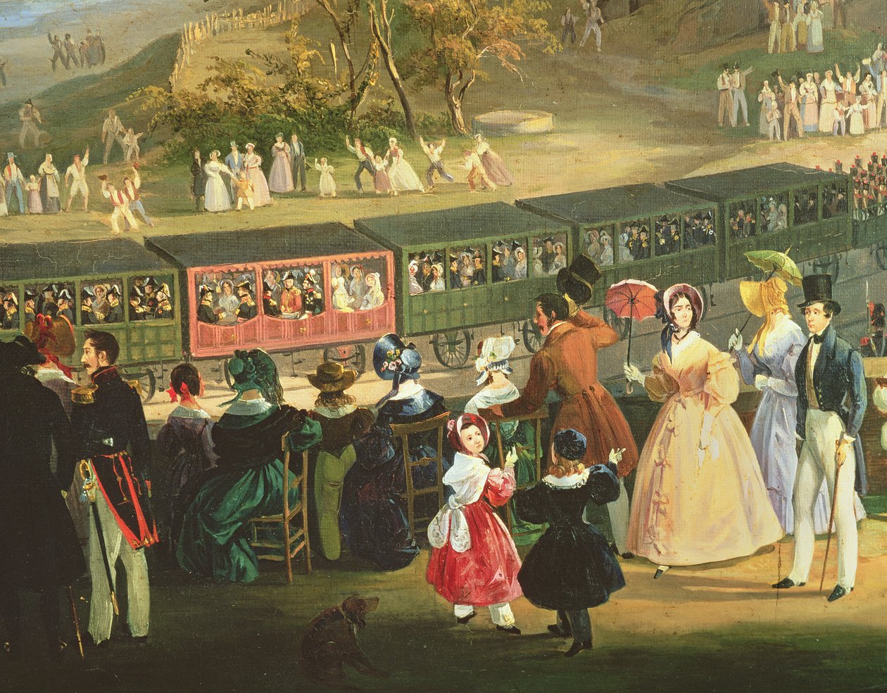 Åpningen av Napoli-Portici-jernbanen i 1839 (detalj fra 20137) av Salvatore Fergola