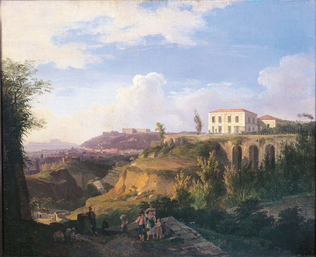 Italia, Napoli, utsikt over Villa Ruffo-gården i Capodimonte av Salvatore Fergola
