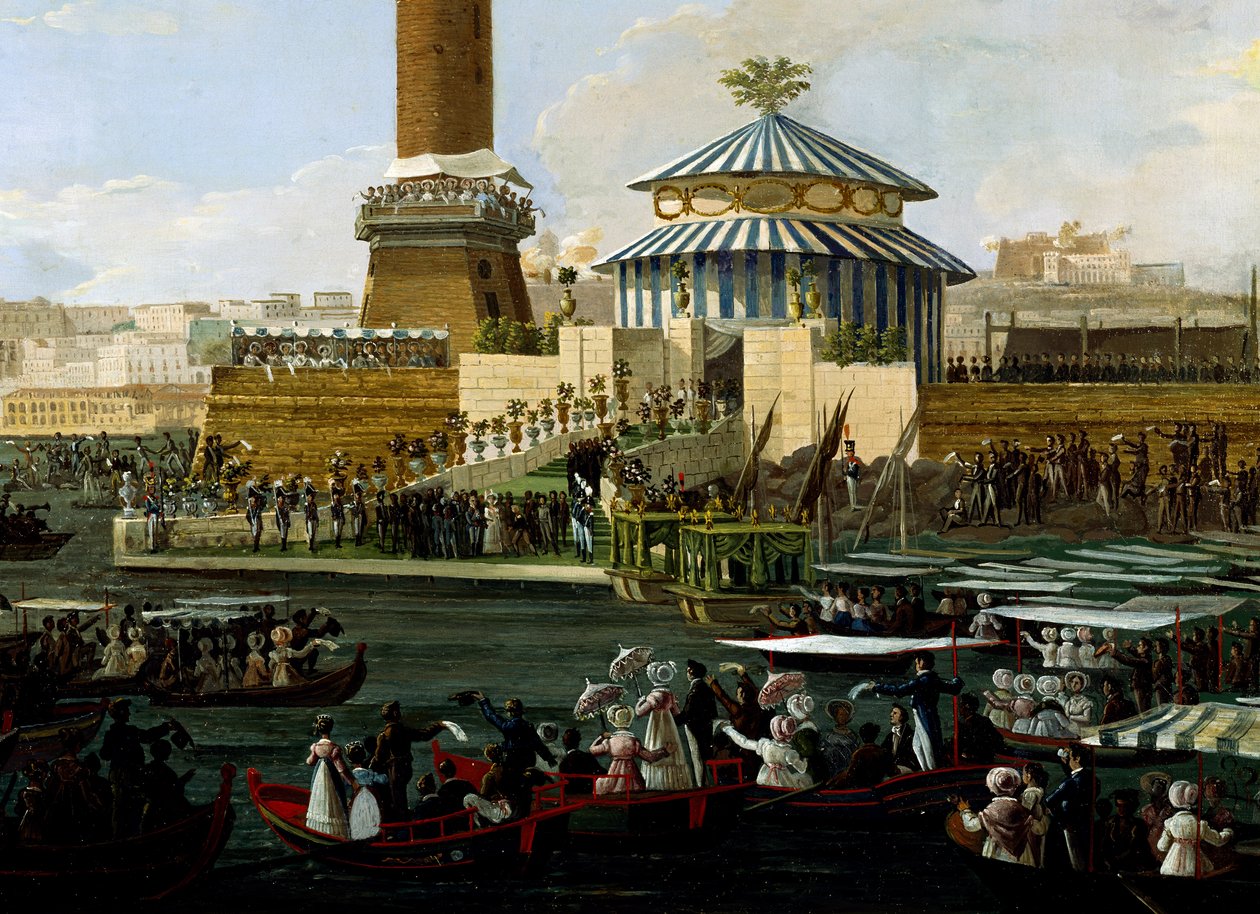 Legger grunnstein for kapell dedikert til Immaculate Virgin som takk for kongens trange flukt fra Agesilao Milanos angrep, av Salvatore Fergola (1799-1874), Italia av Salvatore Fergola