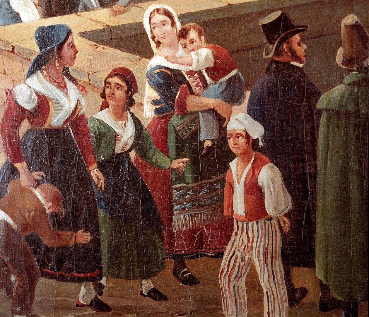 Tradisjonelle napolitanske kostymer: vanlige mennesker Detalj av et maleri av Salvatore Fergola (1799-1877) 1859 Nasjonalmuseet i San Martino Napoli av Salvatore Fergola