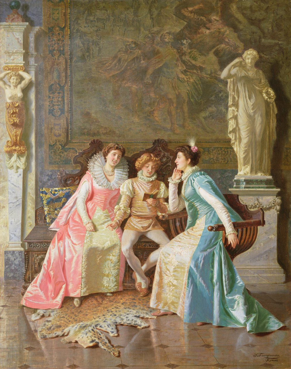Reading, ca. 1890 (olje på lerret) av Salvatore Frangiamore