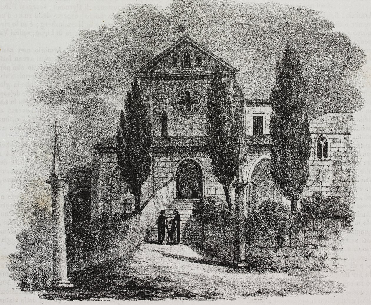Casamari kloster, Veroli, Lazio, Italia, litografi av Salvatore Puglia fra Poliorama Pittoresco, n 47, 1. juli av Salvatore Puglia