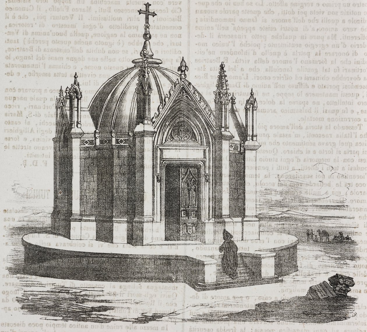 St Louis kapell i Tunis, Tunisia, litografi av Salvatore Puglia fra Poliorama Pittoresco, n 38, 27. april av Salvatore Puglia