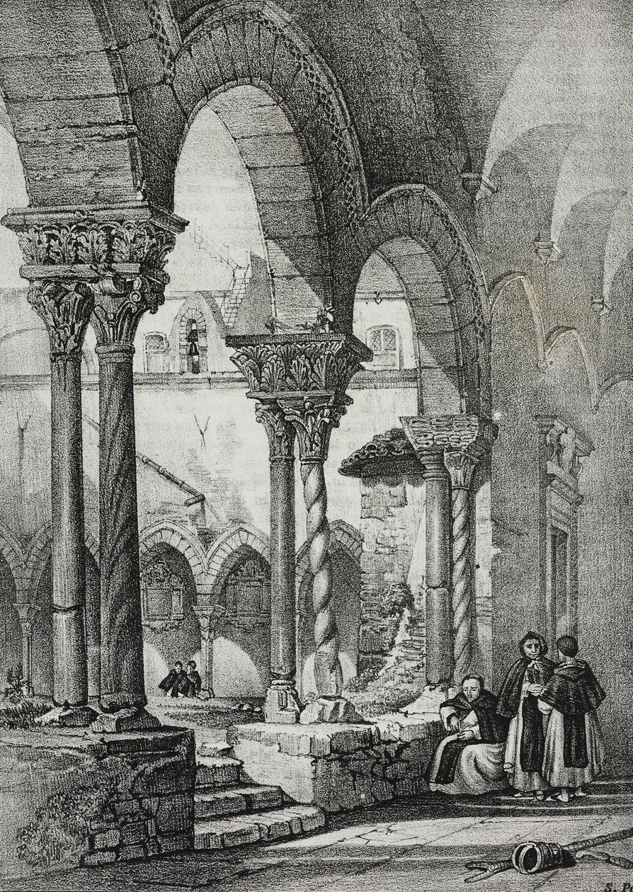 Cloister of Church of Saint Dominic, Palermo, litografi av Salvatore Puglia fra Poliorama Pittoresco, n 11, 23. oktober av Salvatore Puglia