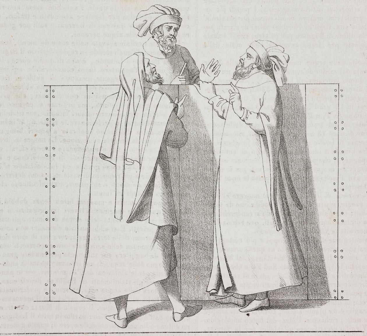 Florentinske håndverkere fra 1500-tallet, Firenze, Toscana, Italia, litografi av Salvatore Puglia fra Poliorama Pittoresco, n 28, 15. februar av Salvatore Puglia