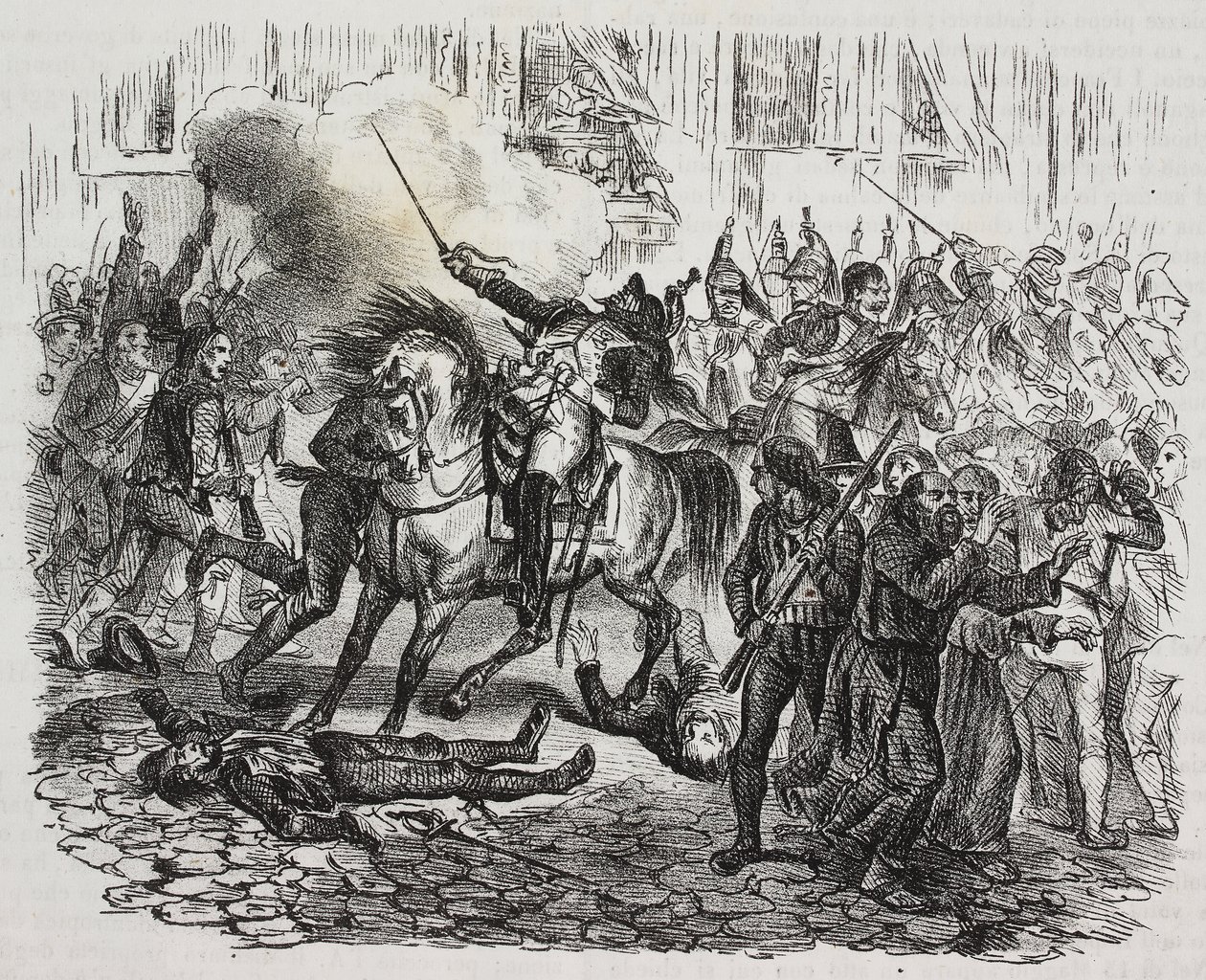 Madrid-opprøret, litografi av Salvatore Puglia fra History of Napoleon av Cesare Malpica (1804-1848) fra Poliorama Pittoresco, n 47, 1. juli av Salvatore Puglia