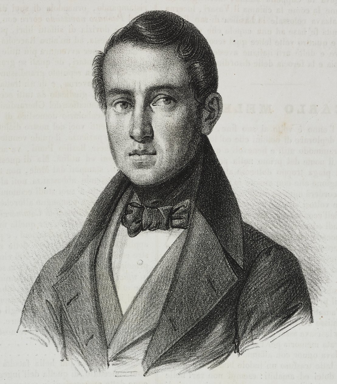Portrett av Carlo Mele (1792-1841), litografi av Salvatore Puglia fra Poliorama Pittoresco, n 15, 20 november av Salvatore Puglia