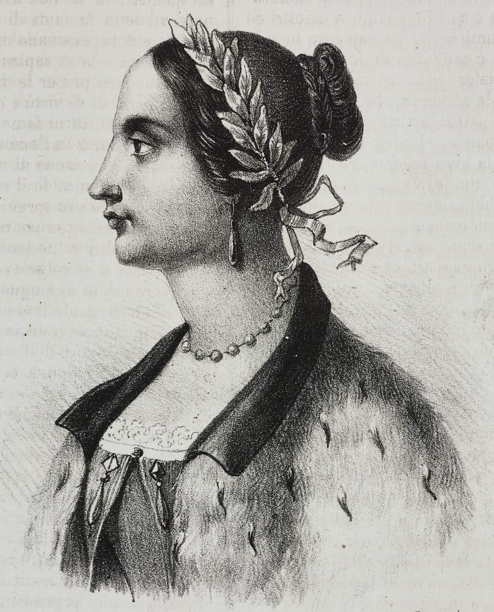 Portrett av Laura Bassi Veratti (1711-1778), italiensk fysiker og akademiker, litografi av Salvatore Puglia fra Poliorama Pittoresco, n 4, 4. september av Salvatore Puglia