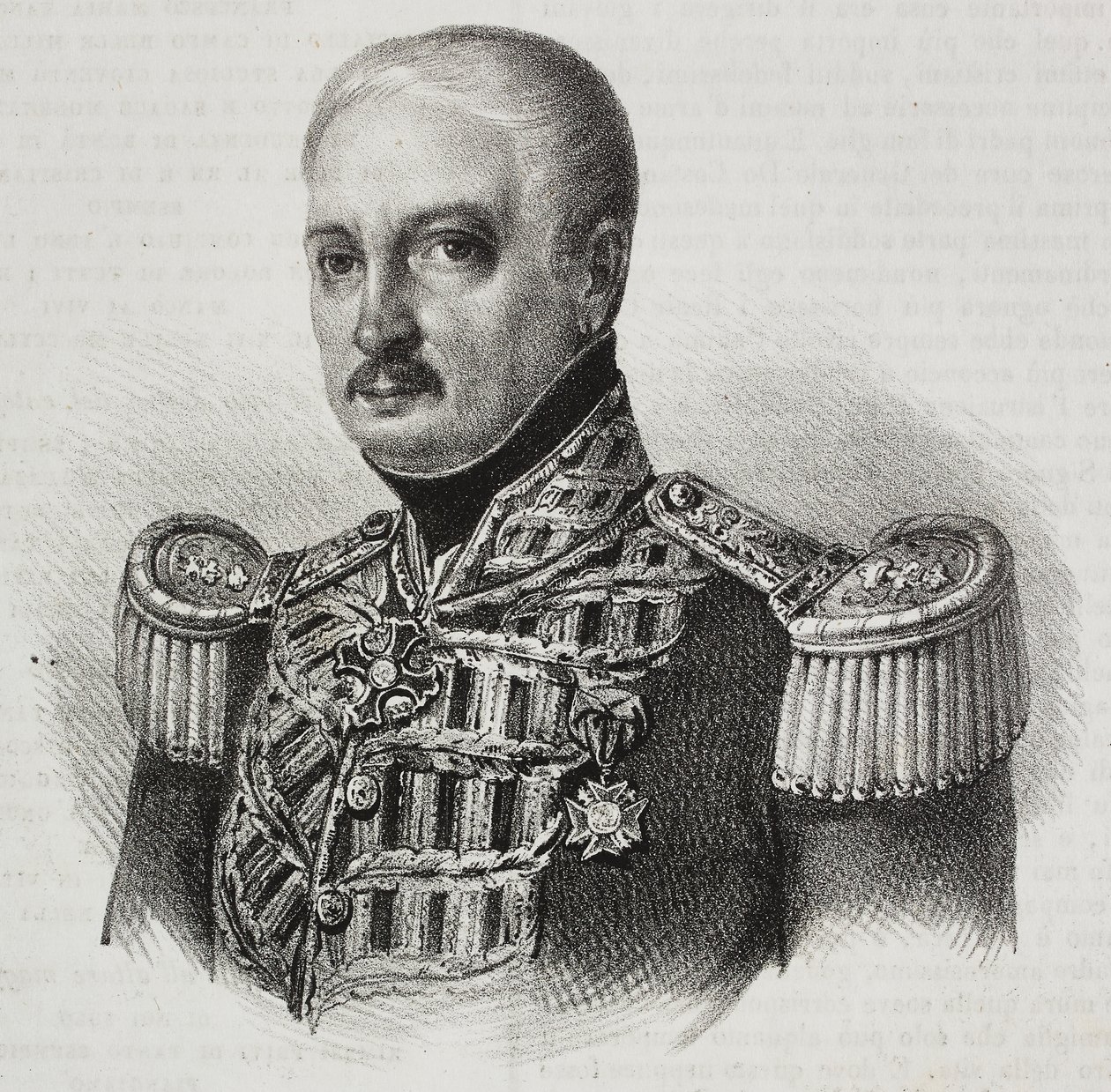 Portrett av marskalk Francesco Maria Tanchi (1773-1843), litografi av Salvatore Puglia fra Poliorama Pittoresco, n 46, 24. juni av Salvatore Puglia