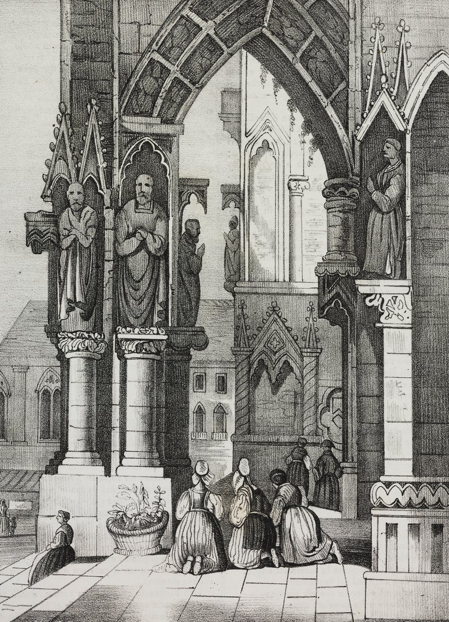 Regensburg katedral, Tyskland, litografi av Salvatore Puglia fra Poliorama Pittoresco, n 12, 30 oktober av Salvatore Puglia