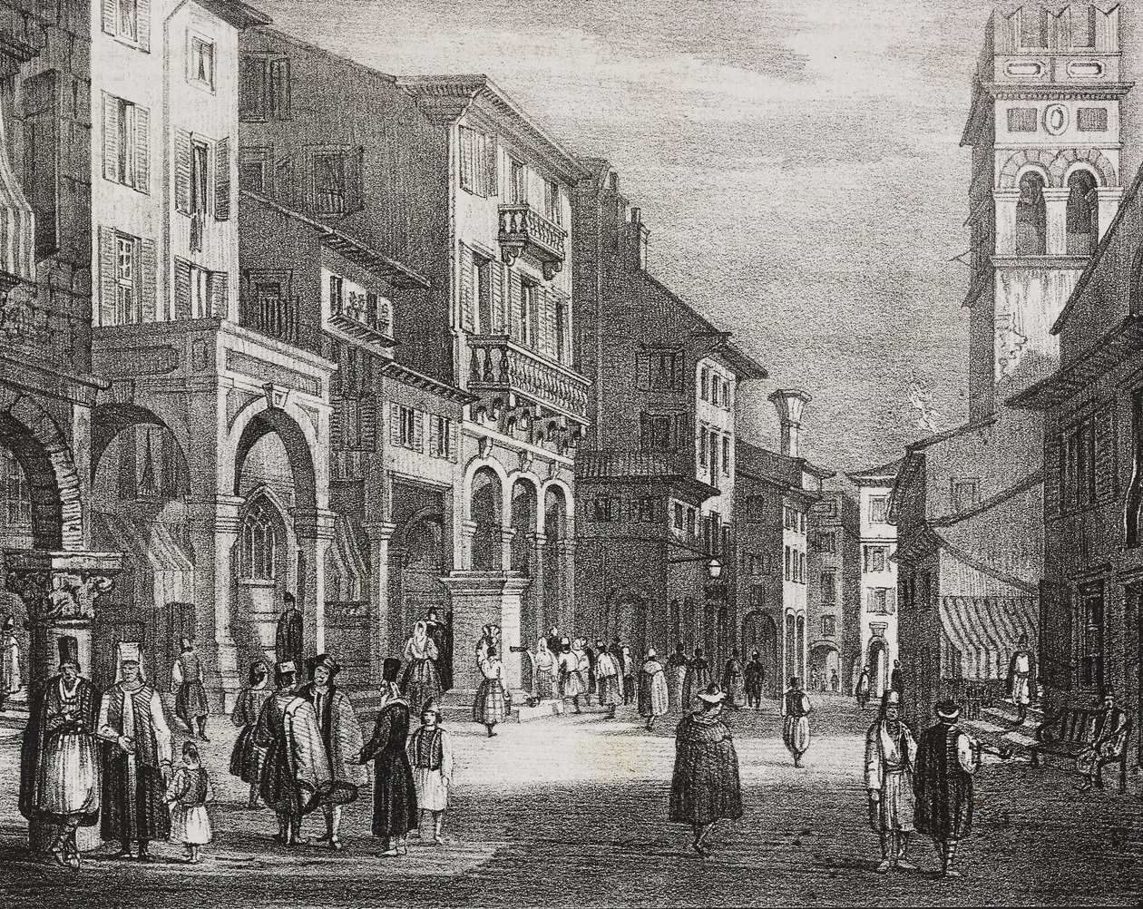 Royal Road, Korfu, Hellas, litografi av Salvatore Puglia fra Poliorama Pittoresco, n 23, 11. januar av Salvatore Puglia