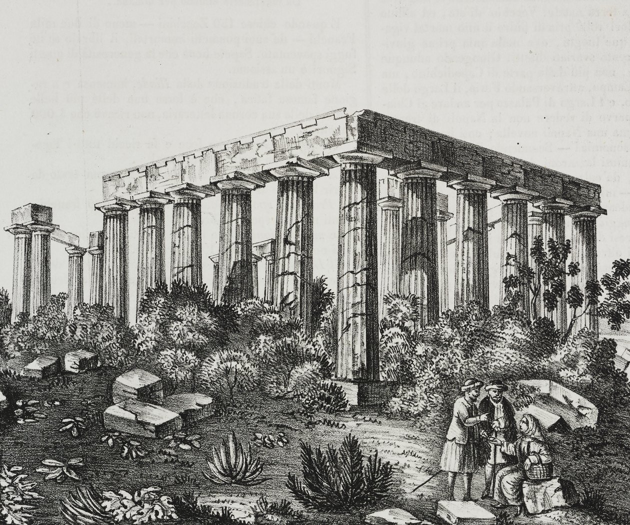 Apollon-tempelet på Panellenius-fjellet, Hellas, litografi av Salvatore Puglia fra Poliorama Pittoresco, n 40, 14. mai av Salvatore Puglia