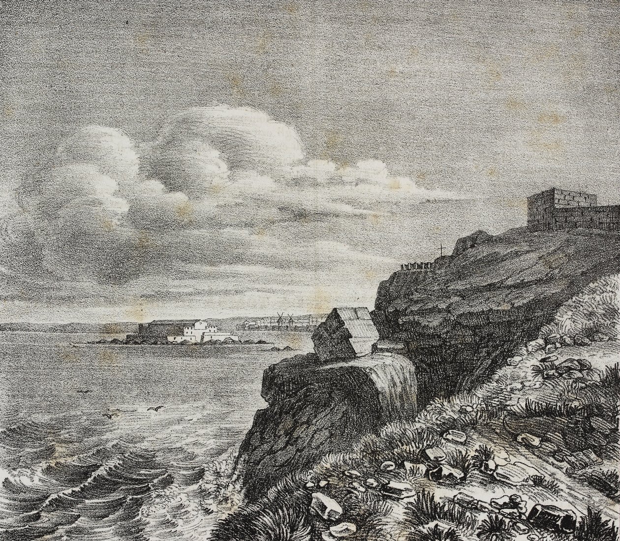 Grav for Francois-Rene de Chateaubriand i Saint-Malo, Frankrike, litografi av Gaetano Riccio fra Poliorama Pittoresco, n 32, 18. mars av Salvatore Puglia