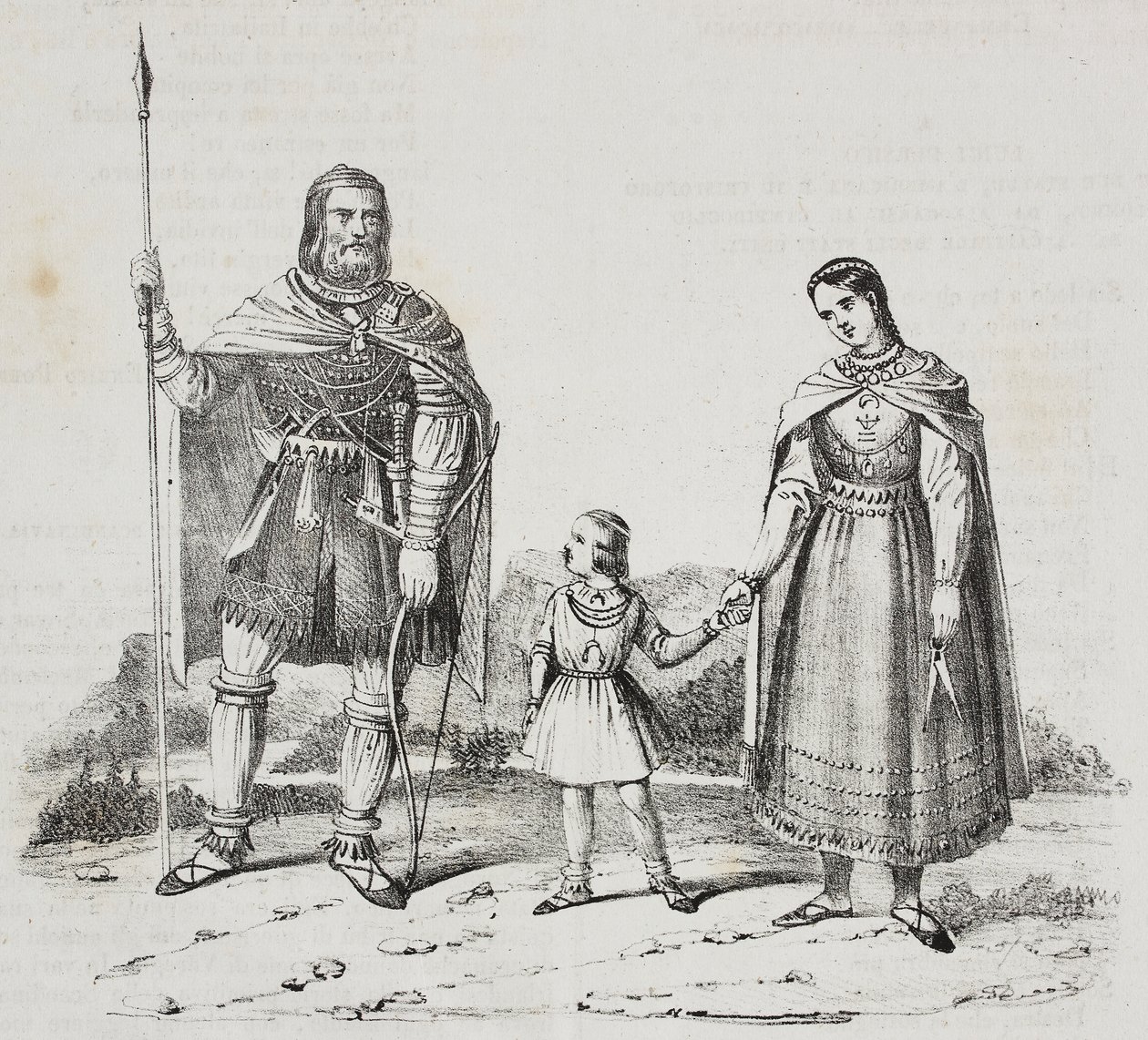 Varangians, people of Scandinavian Peninsula, litografi av Salvatore Puglia fra Poliorama Pittoresco, n 42, 27. mai av Salvatore Puglia