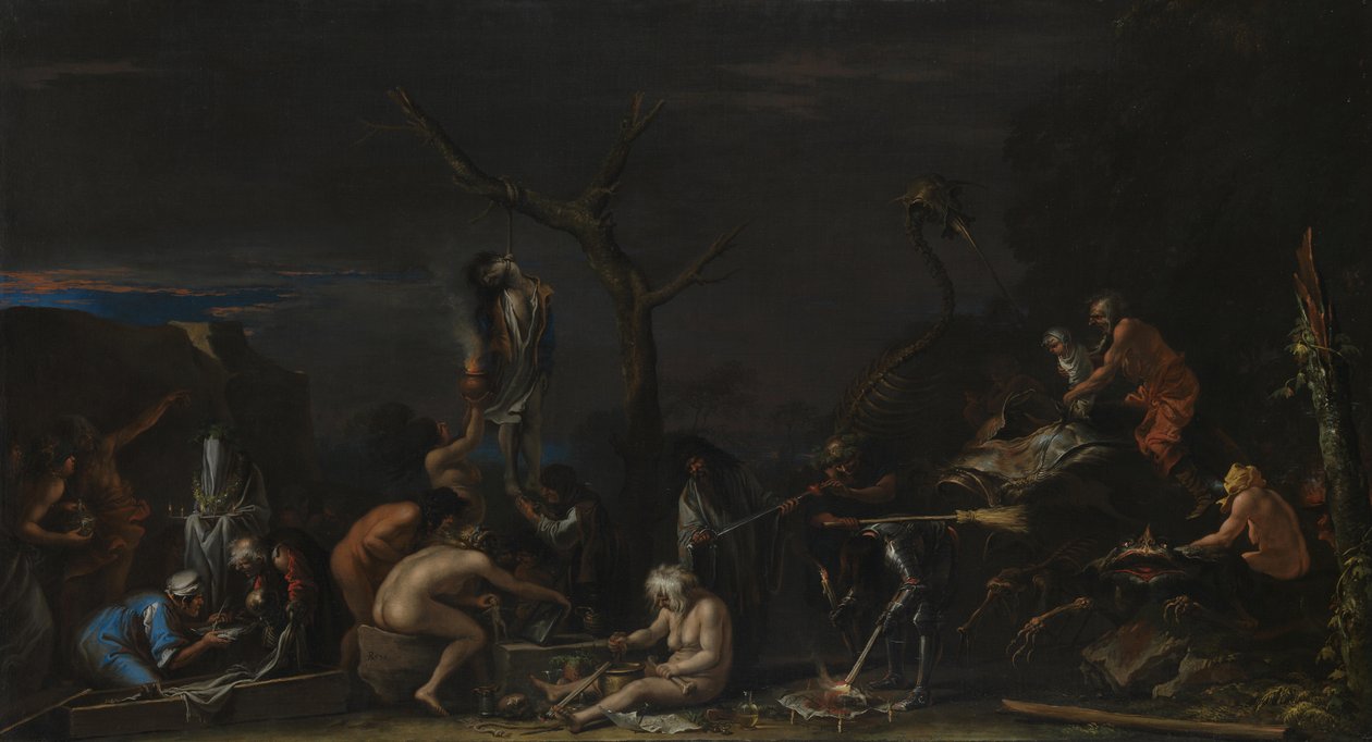 Hekser ved deres besvergelser, ca. 1646 av Salvatore Rosa