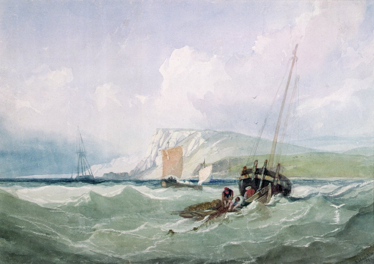 Fiskebåter utenfor Eastbourne av Samuel Austin