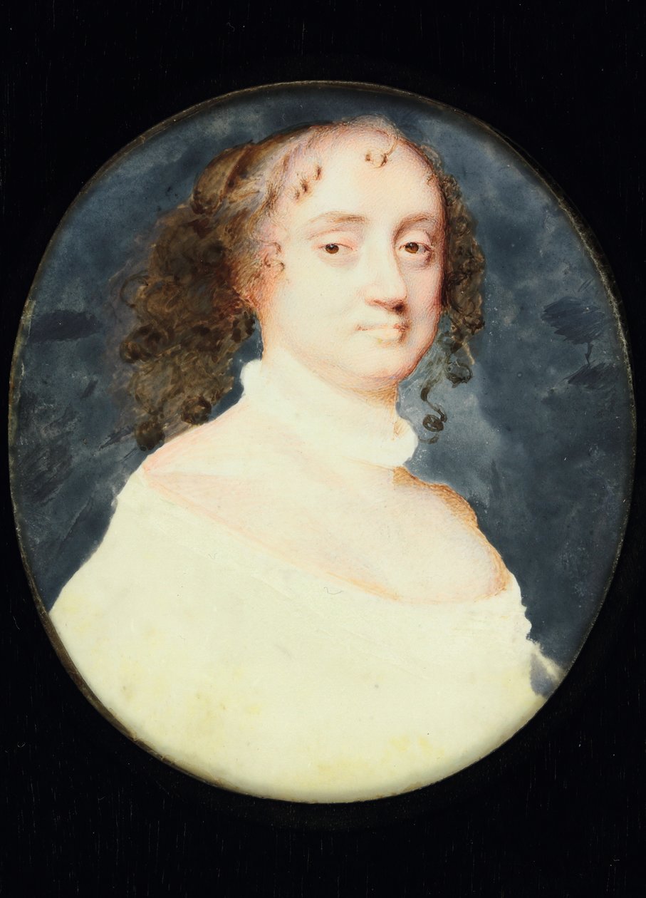 Portrett av en dame kalt Barbara Villiers, grevinne av Suffolk (wc på vellum) av Samuel Cooper