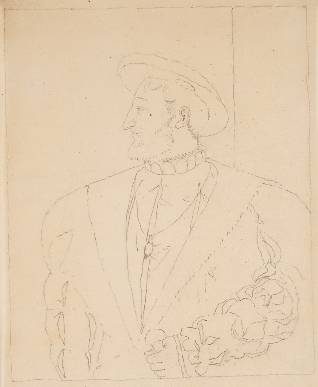 Skisse av Frans I (studie for The Gallery of the Louvre), ca. 1831-32 (grafitt på kalkerpapir) av Samuel Finley Breese Morse