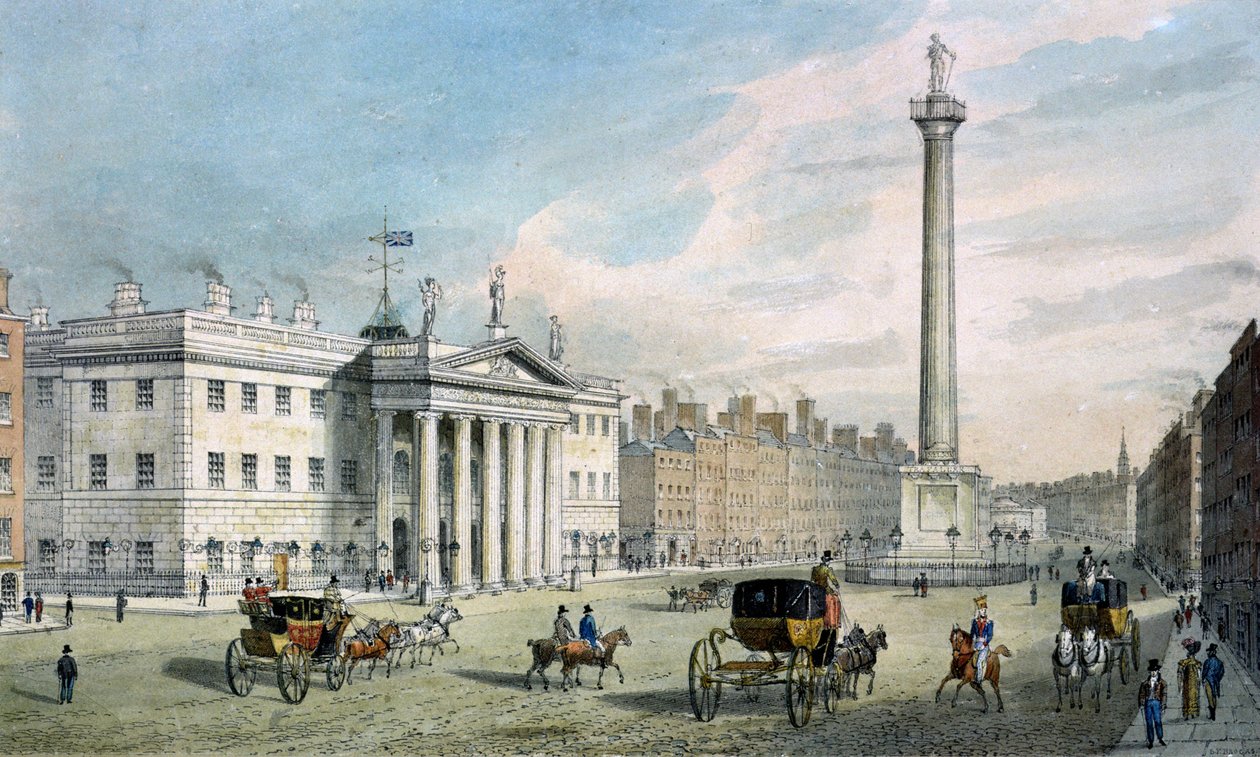 Sackville Street, Dublin, som viser postkontoret og Nelson
