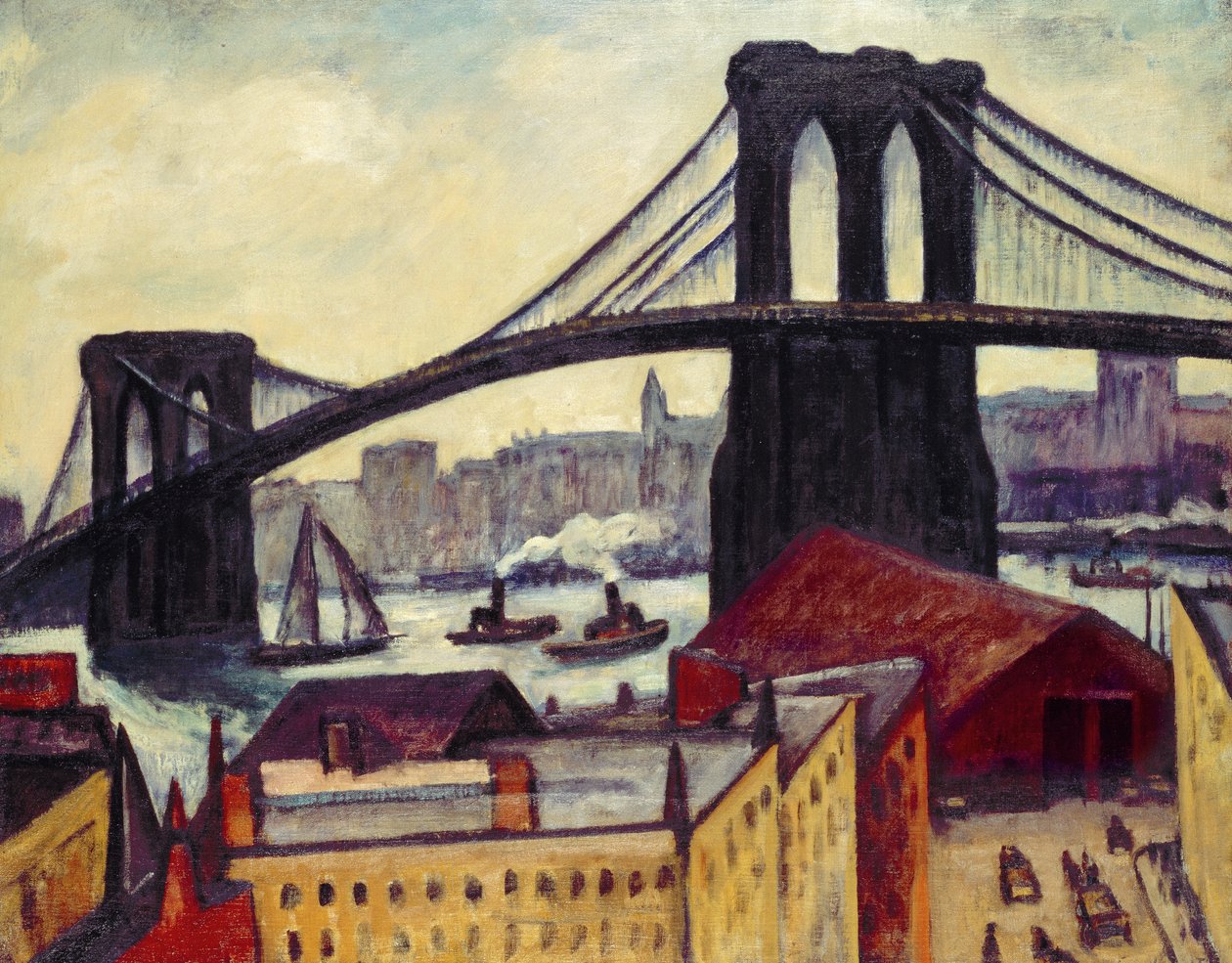 Utsikt over Brooklyn Bridge av Samuel Halpert