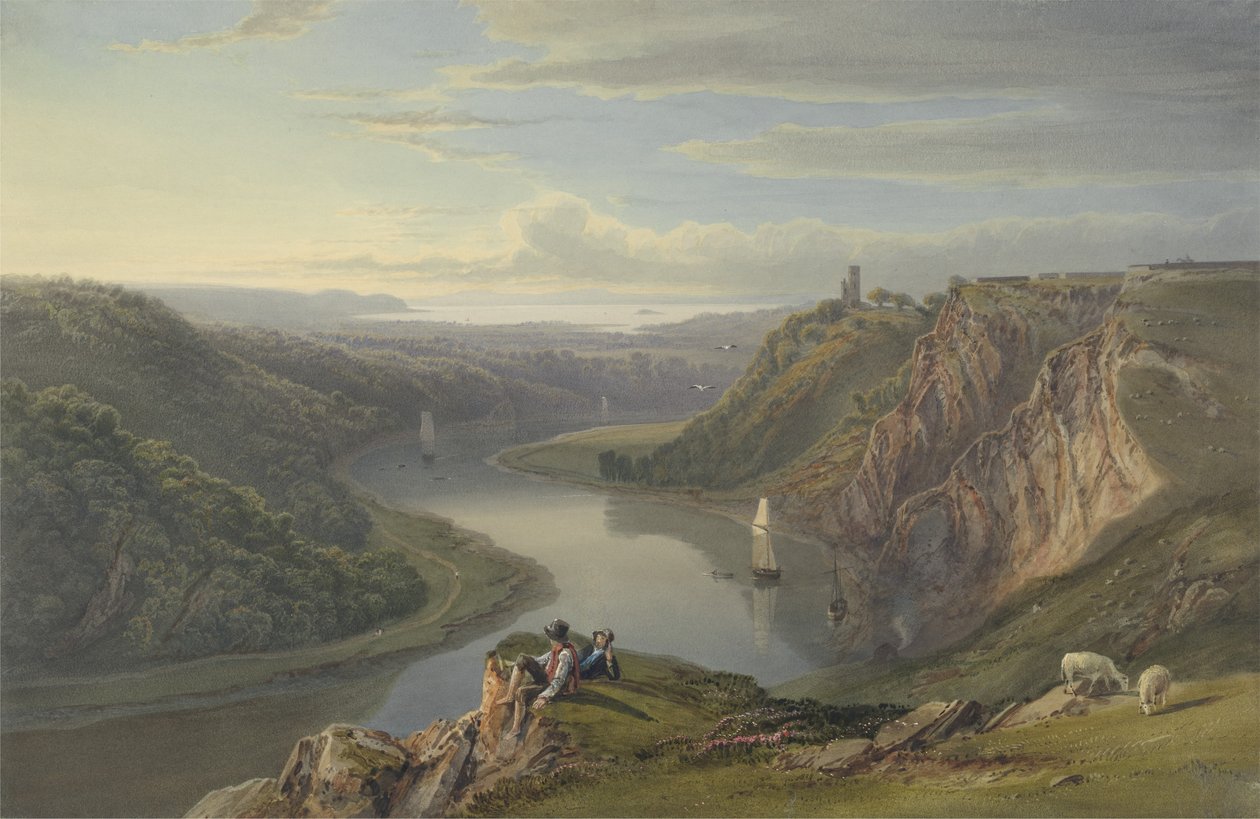 Avon nær Bristol (wc med kroppsfarge på papir) av Samuel Jackson