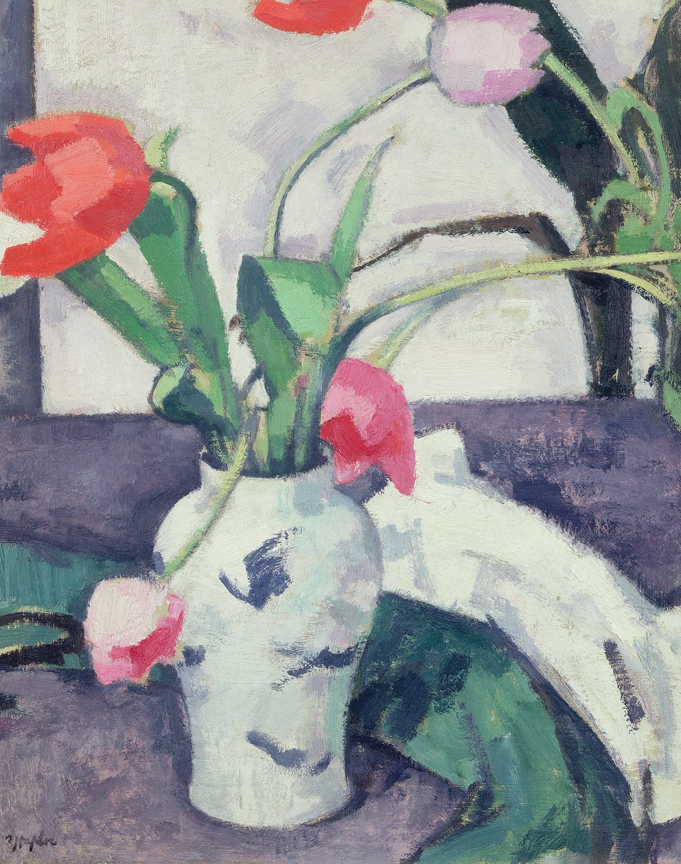 Stilleben: Tulipaner i en kinesisk vase, 1924 av Samuel John Peploe