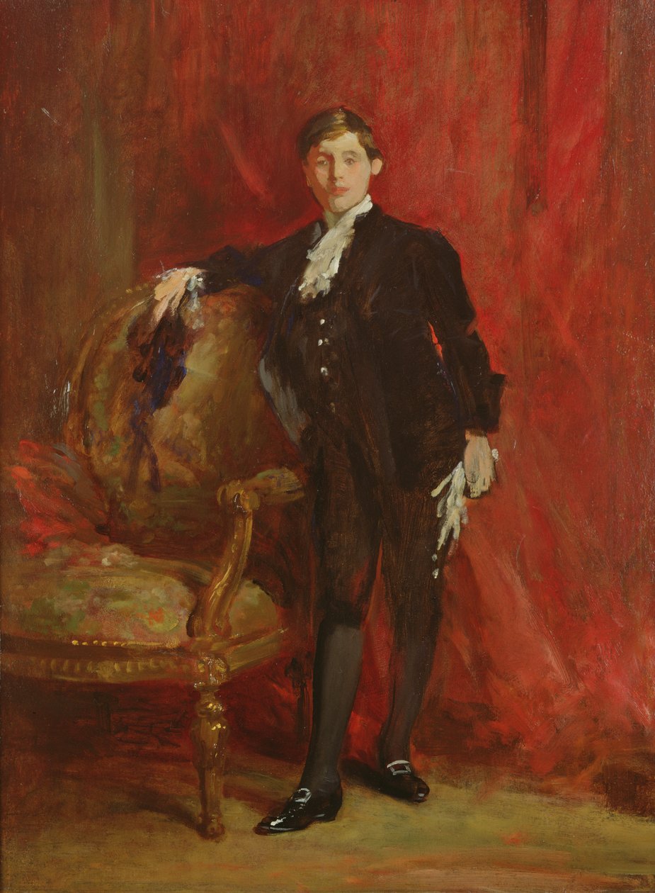 Lord Michelham kledde seg ut som en Pageboy, for kroningen av George V, ca. 1910 av Samuel Luke Fildes