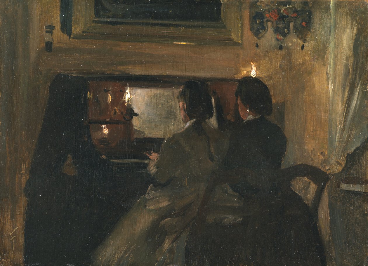 Duetten (olje på papir lagt på bord) av Samuel Luke Fildes