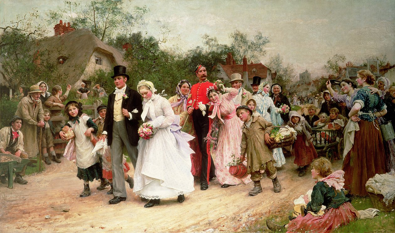 Landsbybryllupet, 1883 av Samuel Luke Fildes