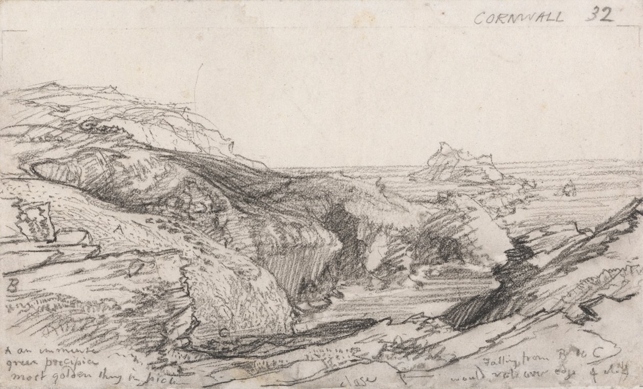 En side fra en Cornish Sketchbook- Cornwall 32 av Samuel Palmer