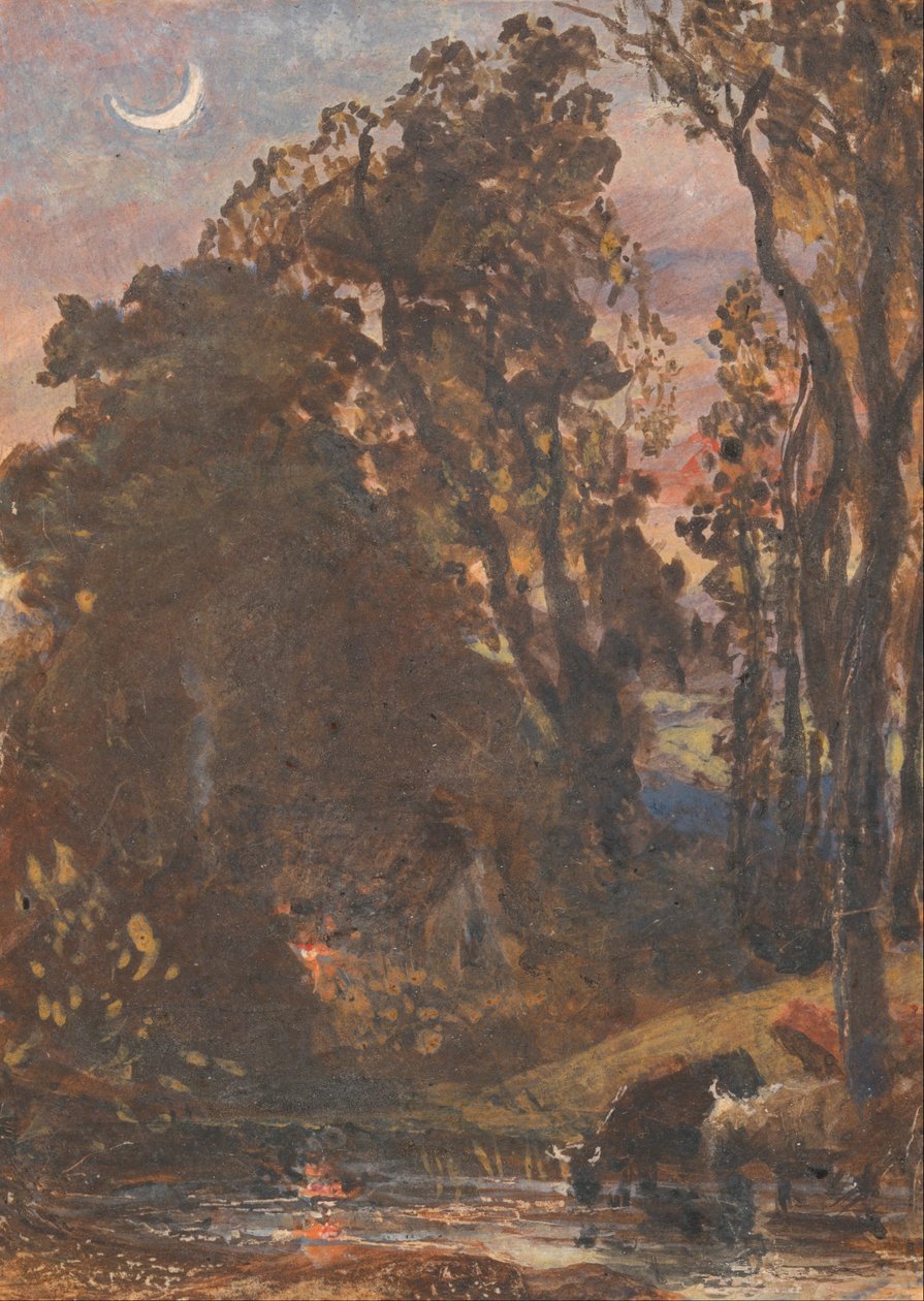 Kveld, storfe vanning av Samuel Palmer