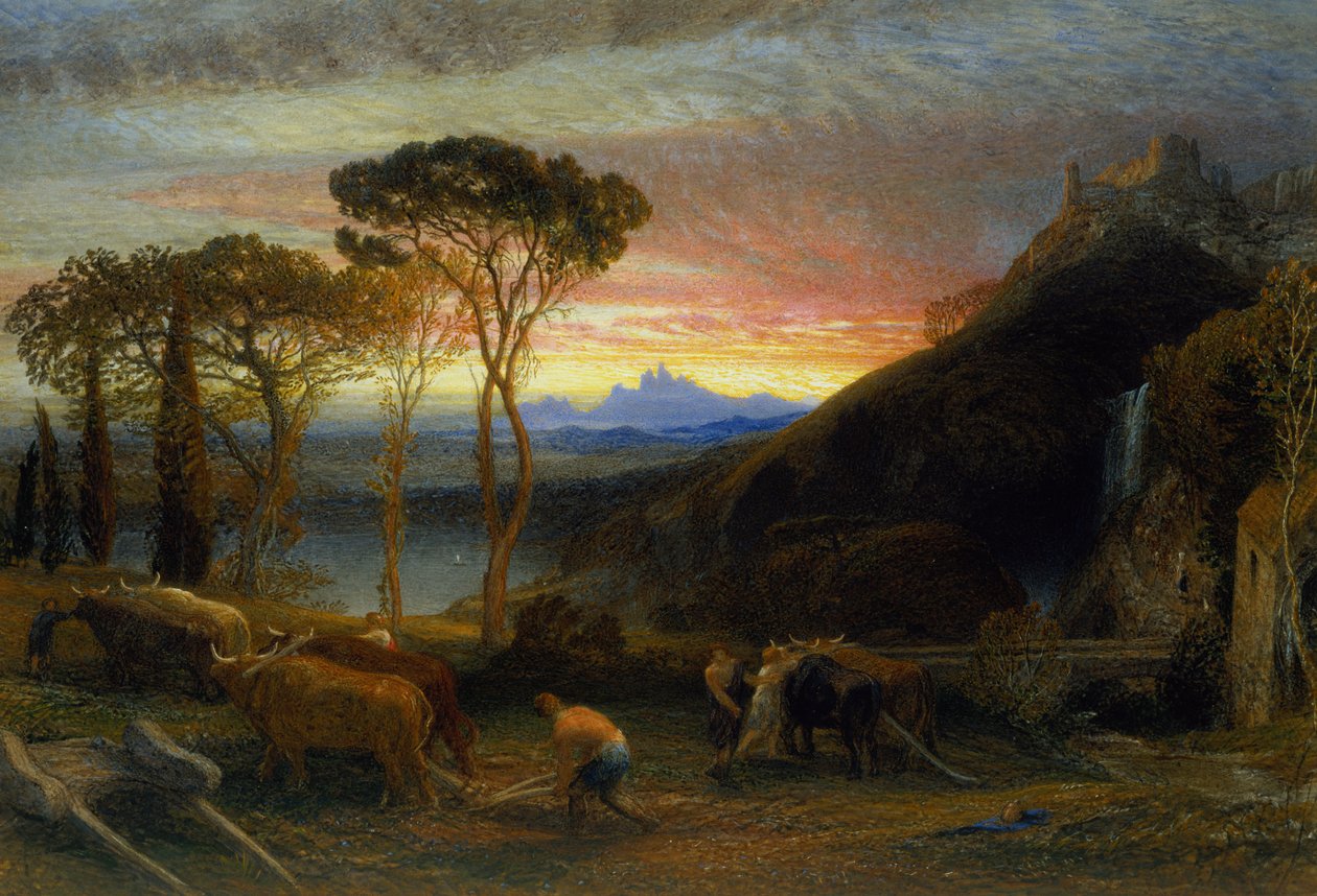Illustrasjon til Miltons Lycidas (wc og gouache på papir) av Samuel Palmer