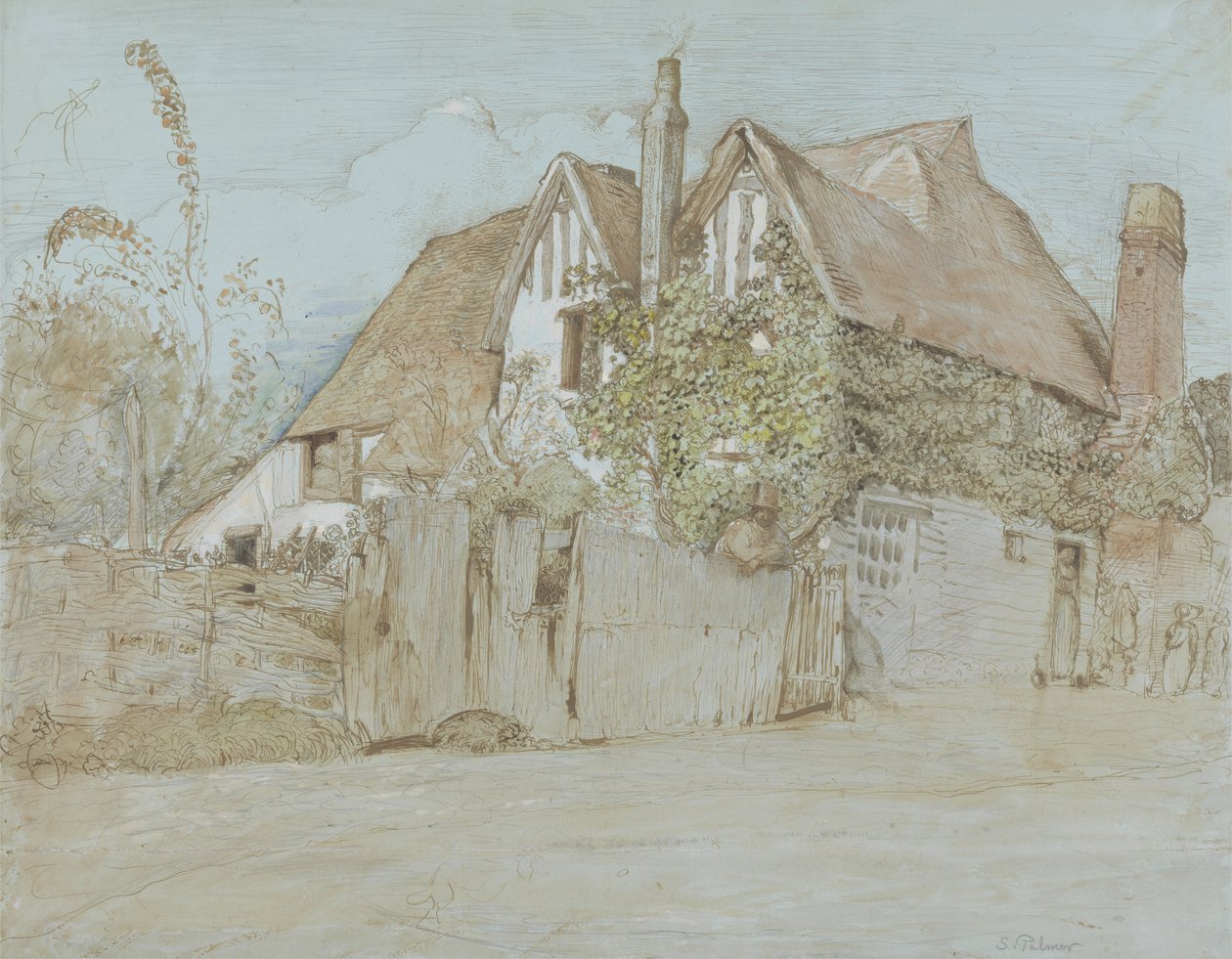 Ivy Cottage, Shoreham (wc, gouache med penn og blekk på papir) av Samuel Palmer