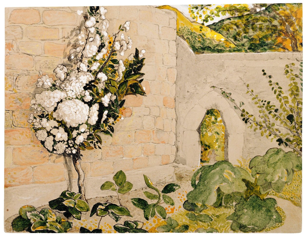 Pæretre i en inngjerdet hage, av Samuel Palmer av Samuel Palmer