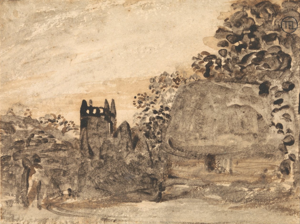 Halmtak og kirke av Samuel Palmer