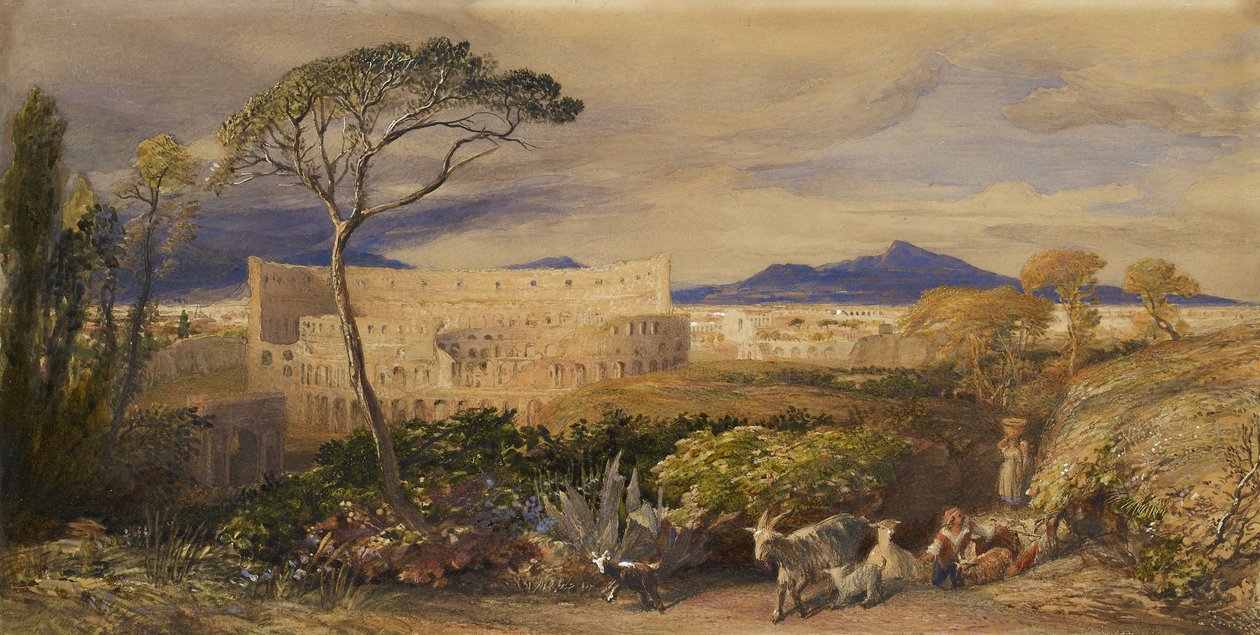 Colosseum og Alban Mount (wc og gouache over blyant, kritt og blekk) av Samuel Palmer