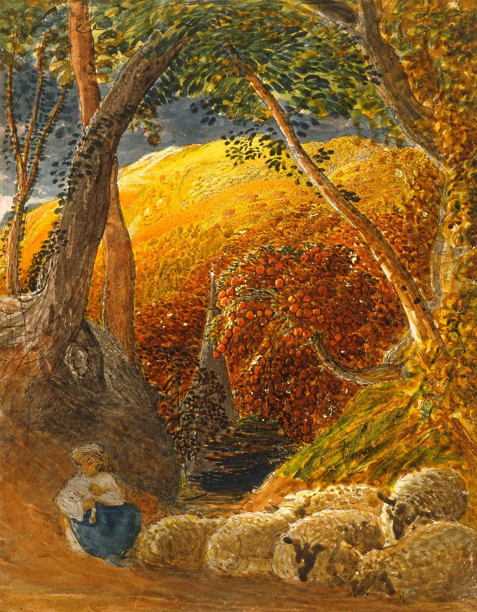 The Magic Apple Tree (indisk blekk og wc) av Samuel Palmer