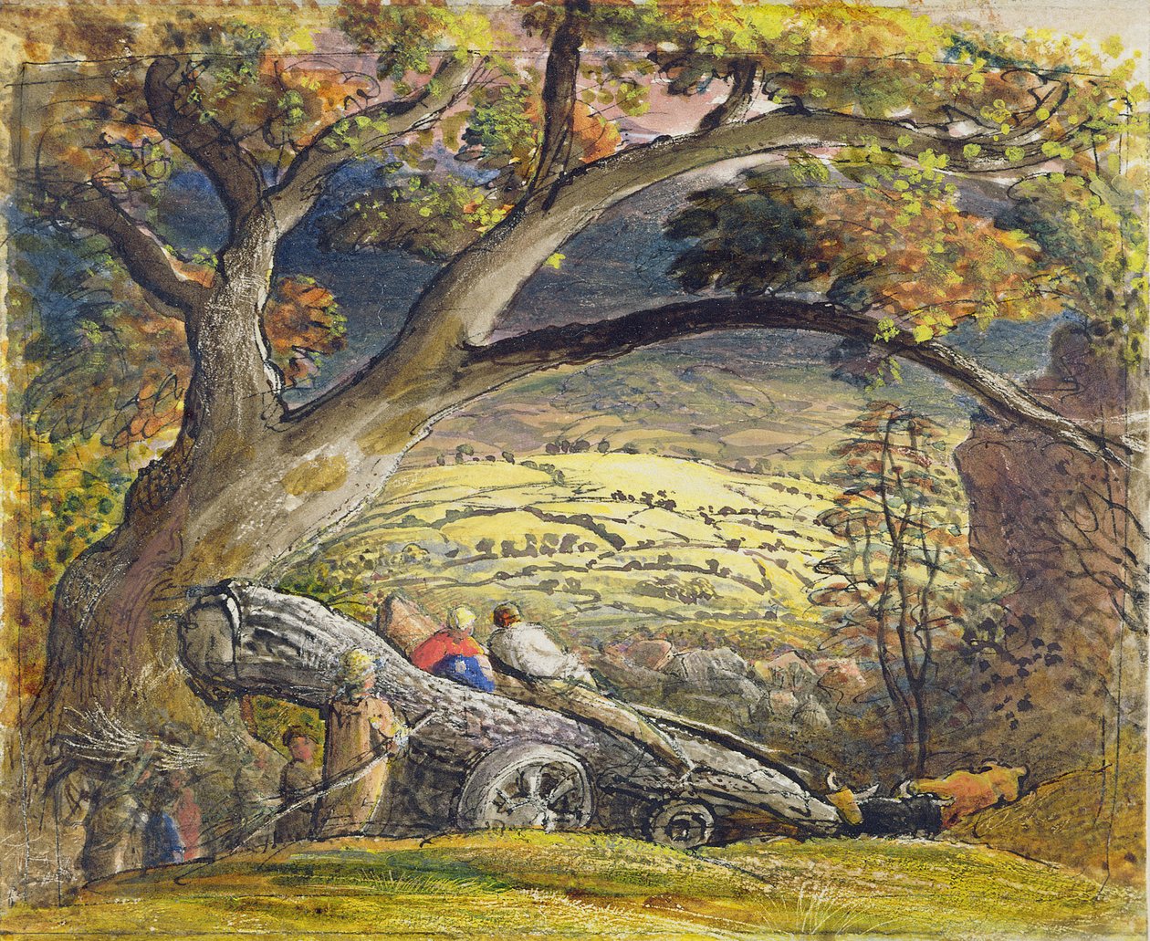 The Timber Wain, ca. 1833-34 (wc und gouache på papir) av Samuel Palmer