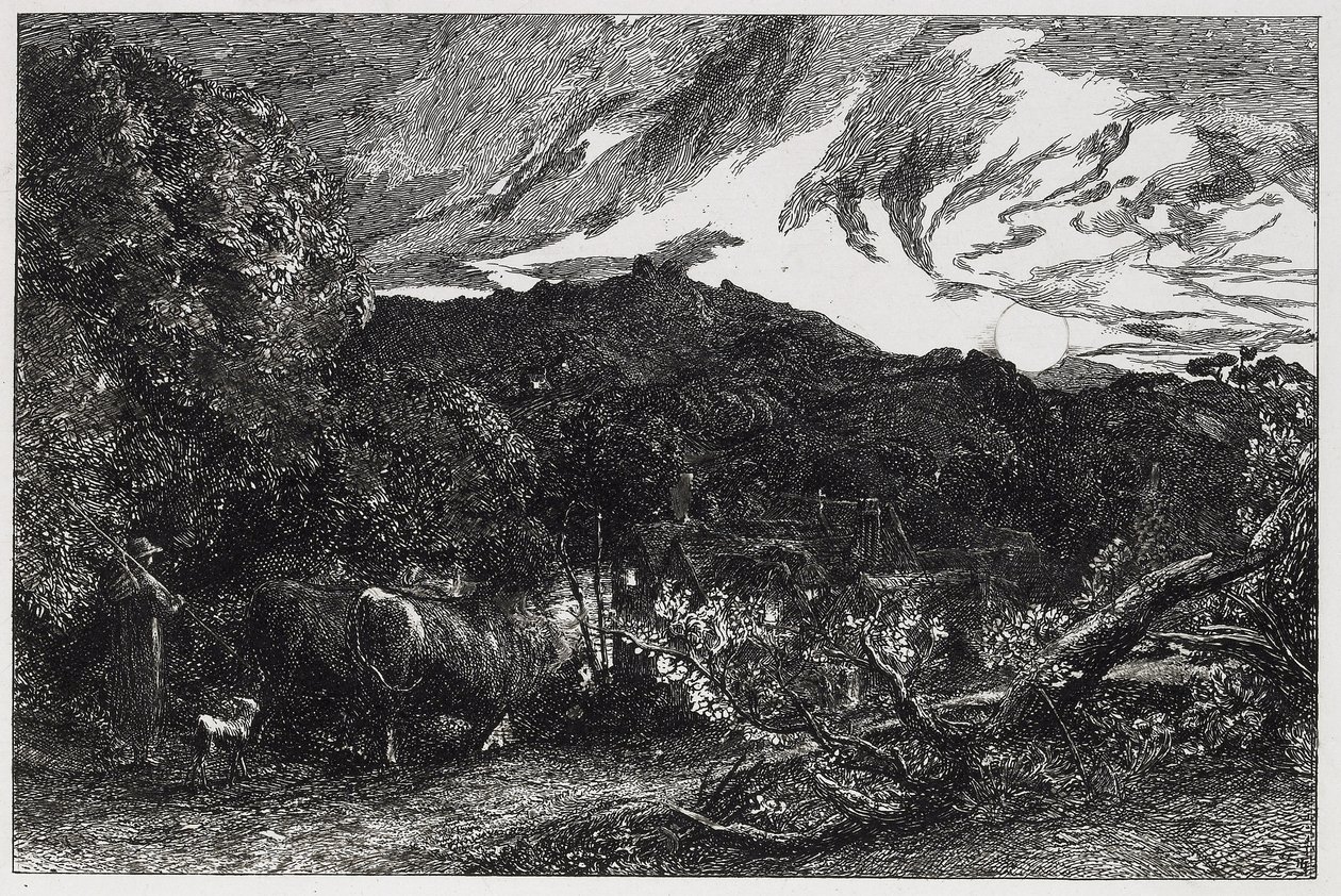 The Weary Ploughman, 1858 (etsing og tørrpunkt) av Samuel Palmer
