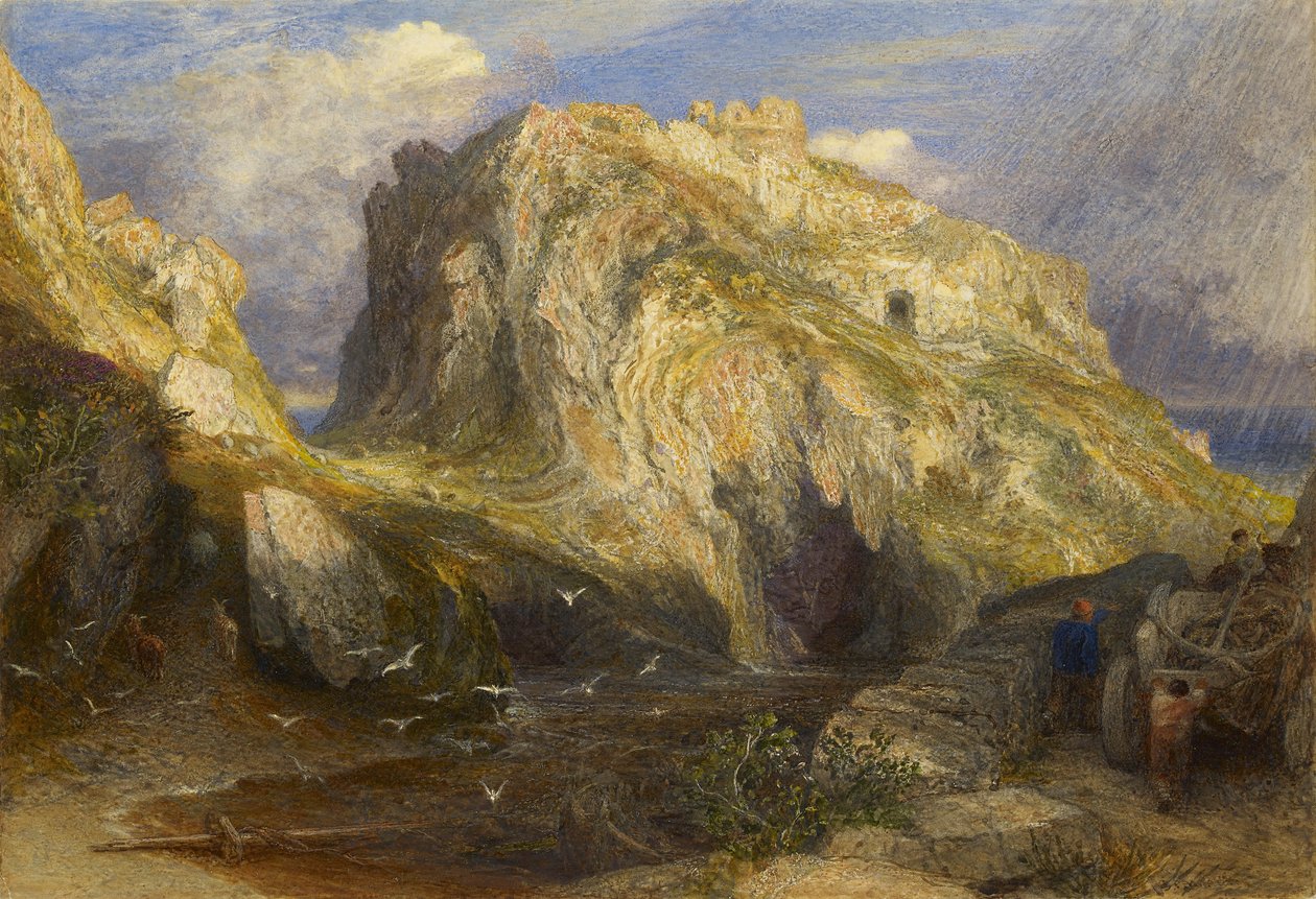 Tintagel Castle, nærmer seg regn, 1800-tallet av Samuel Palmer