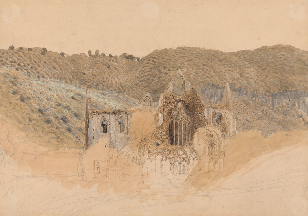 Tintern Abbey, 1835 (wc gouache med penn og blekk og blyant på papir) av Samuel Palmer