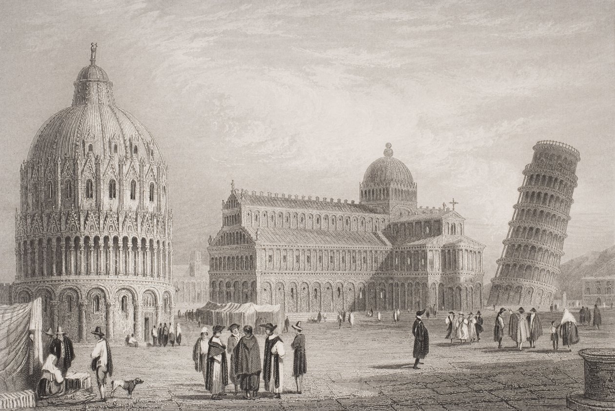 Pisa, gravert av William Finden (1787-1852) av Samuel Prout