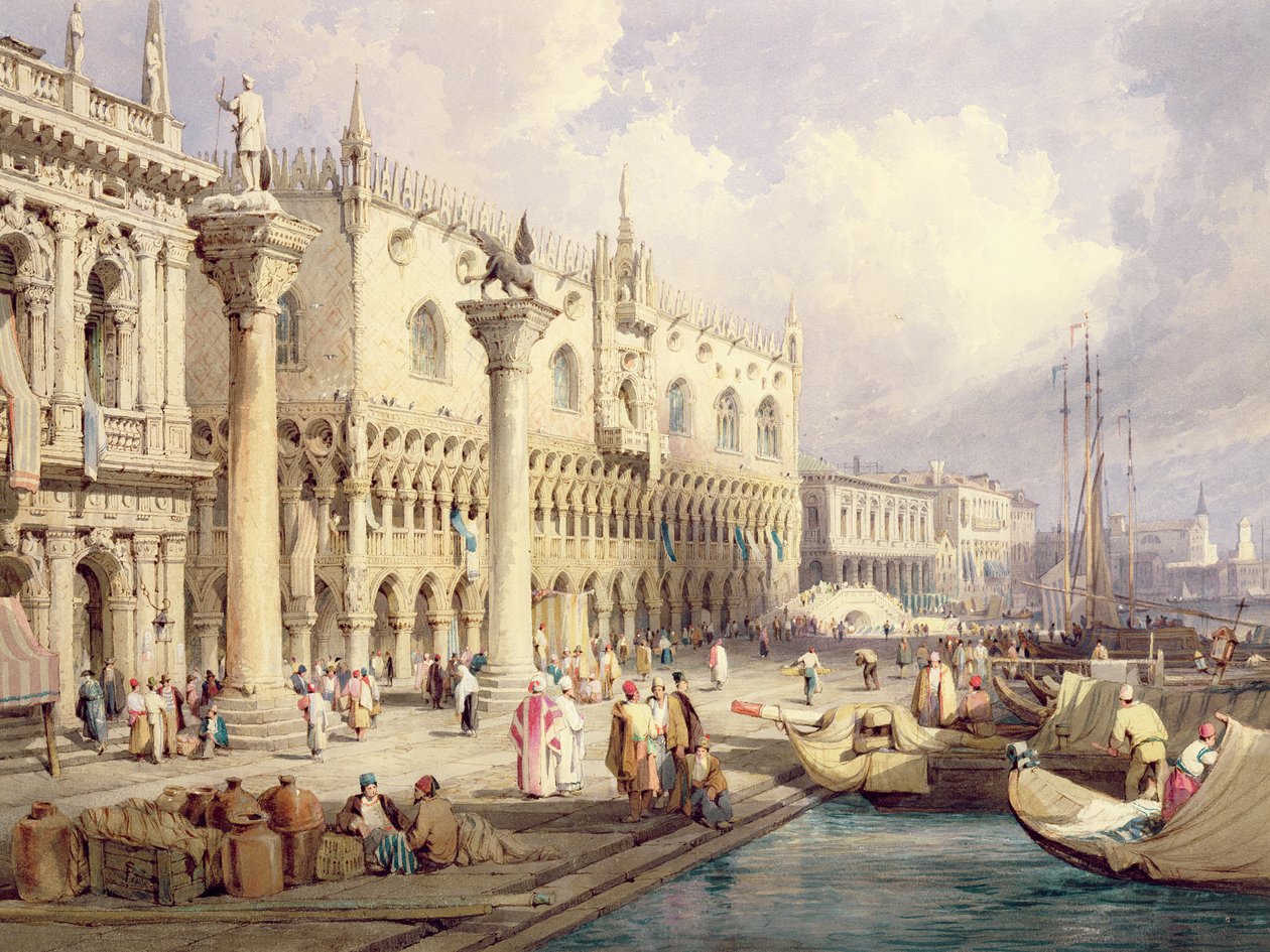 Molo- og Dogepalasset, Venezia av Samuel Prout