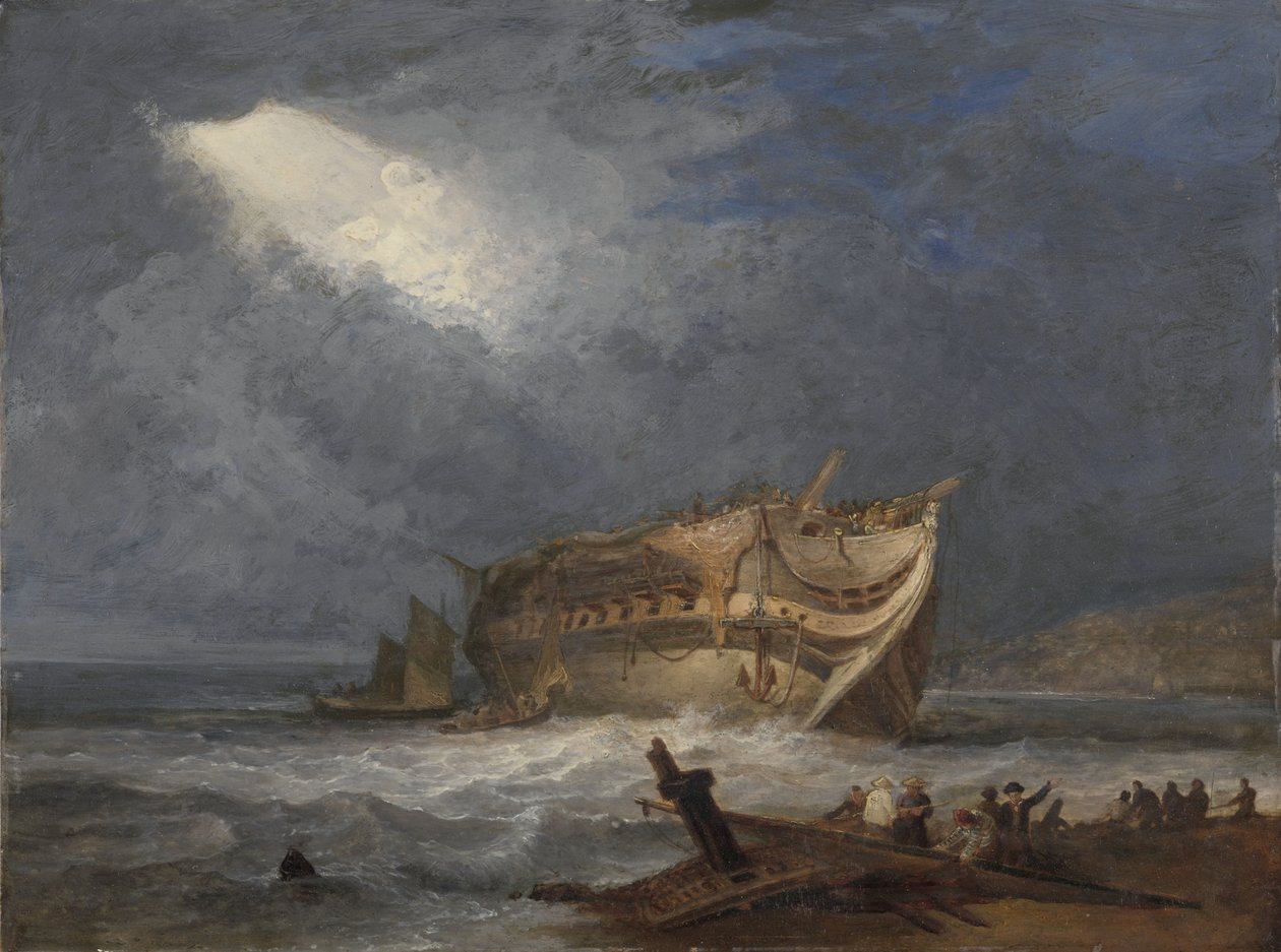 The Wreck of the Dutton, en østindianer av Samuel Prout