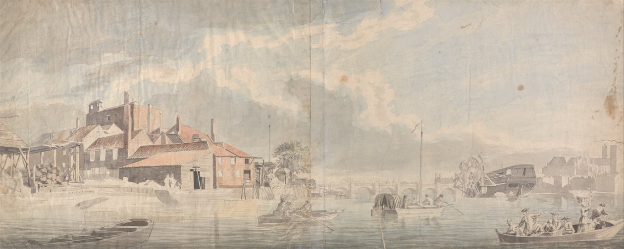 En Thames Wharf med Westminster Bridge i det fjerne av Samuel Scott